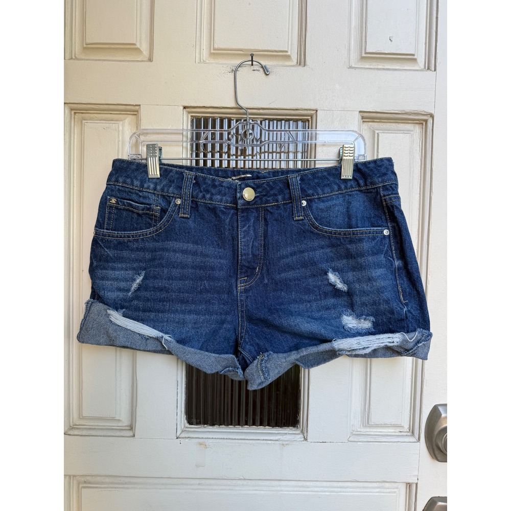 Seven7 Weekend Denim Shorts Blue‎ Cotton Blend Zip Solid Size 6